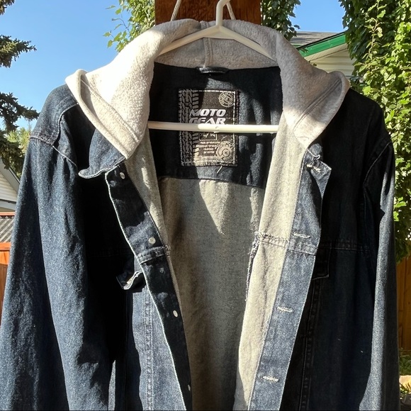 MOTO GEAR Denim Jacket with Fleece Hood. Men’s XL. GUC. - Picture 4 of 12